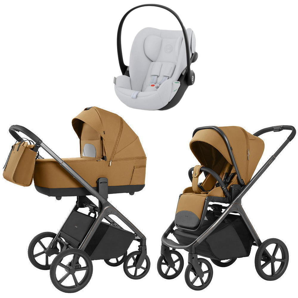 Коляска Carrello Vector 2025 CRL-6551 и автокресло Cybex Cloud G i-Size Fog Grey 3 в 1 Golden Beige