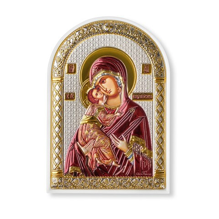 Владимирская БМ, икона арочная, пластик белый, эмаль 80х115