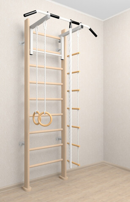 Деревянная шведская стенка Sv Sport 902с (Турник стандарт/Канат/Кольца/Лестница)