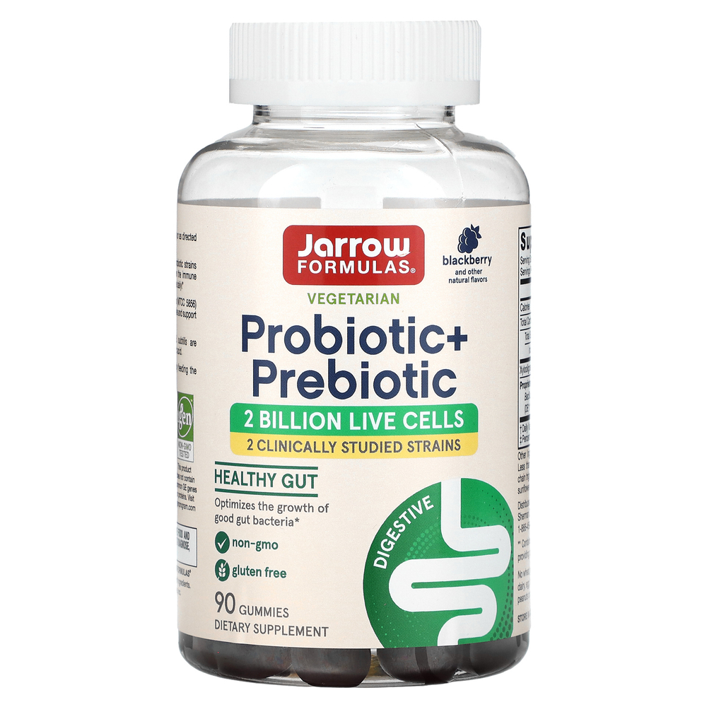 Jarrow Formulas, пробиотик и пребиотик, ежевика, 2 млрд КОЕ, 90 жевательных мармеладок