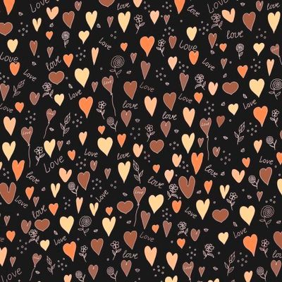 Желтые, оранжевые и коричневые сердечки на черном фоне