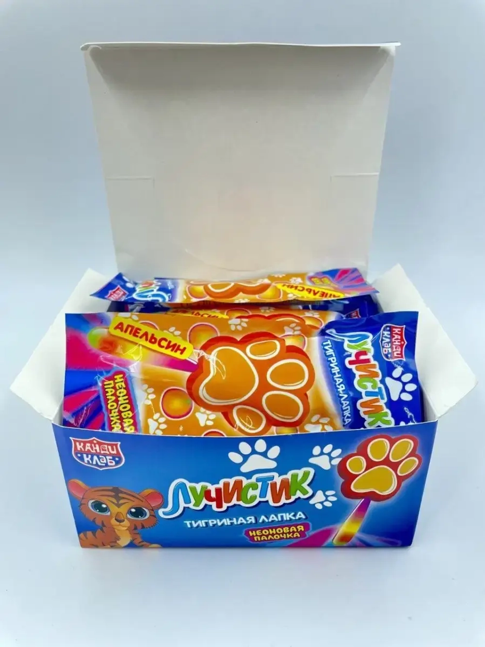 Карамель на светящейся палочке Лучистик Тигриная Лапка, 30шт