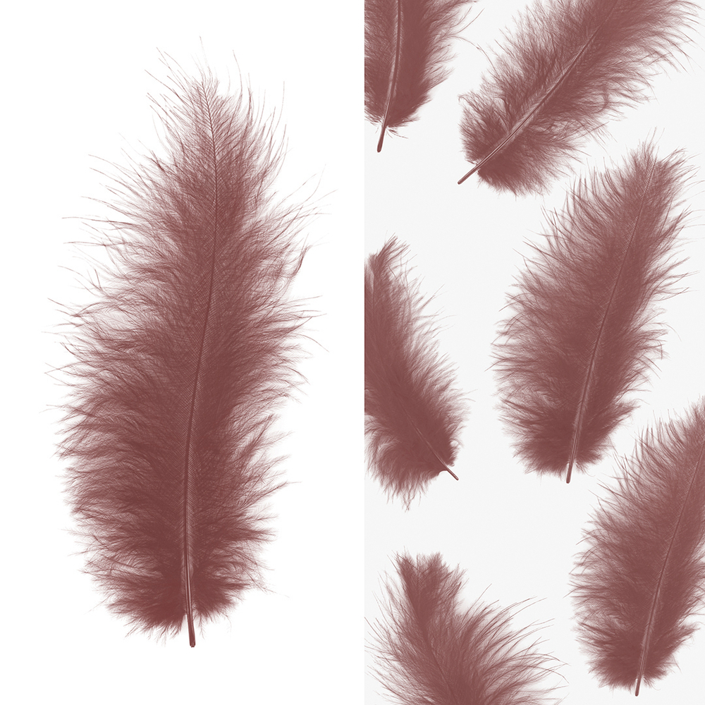 Перья ретро какао 12-15 см, 30 шт ВВ