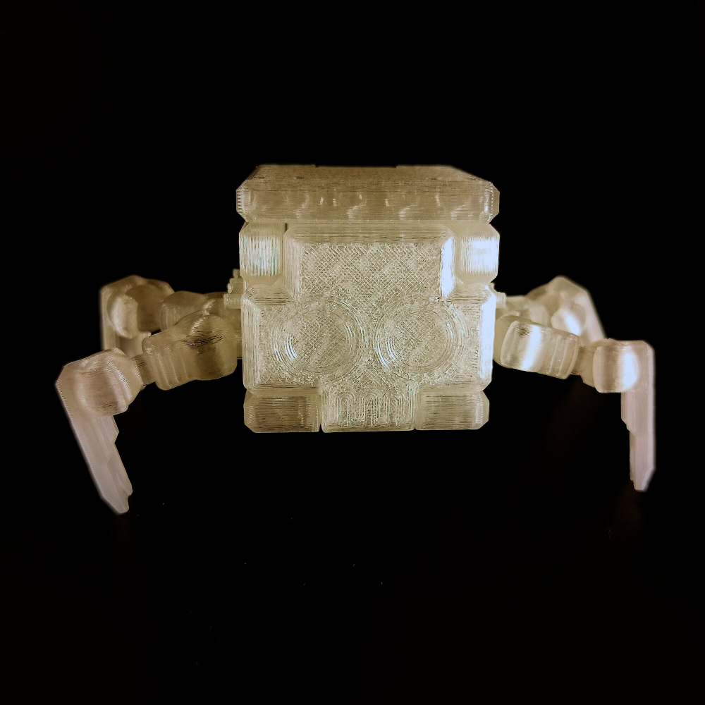 Игрушка робот-паук трансформер, 3D печать, 3,8Х3,8Х3,8 см., белый лёд