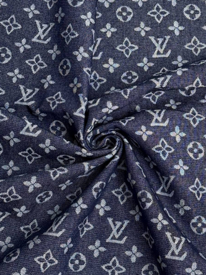 Джинс жаккард синий, буквы VL BST3848