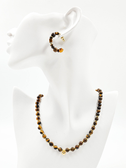 Серьги женские из камня тигровый глаз