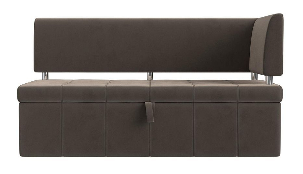 Диван кухонный прямой Стоун с углом правый, Коричневый, Велюр, 107269