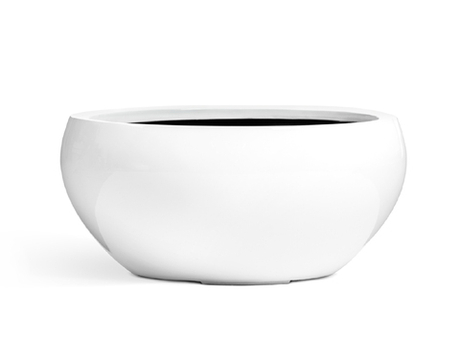 Кашпо TREEZ Effectory - серия Gloss - Низкая полусфера - Белый глянцевый лак