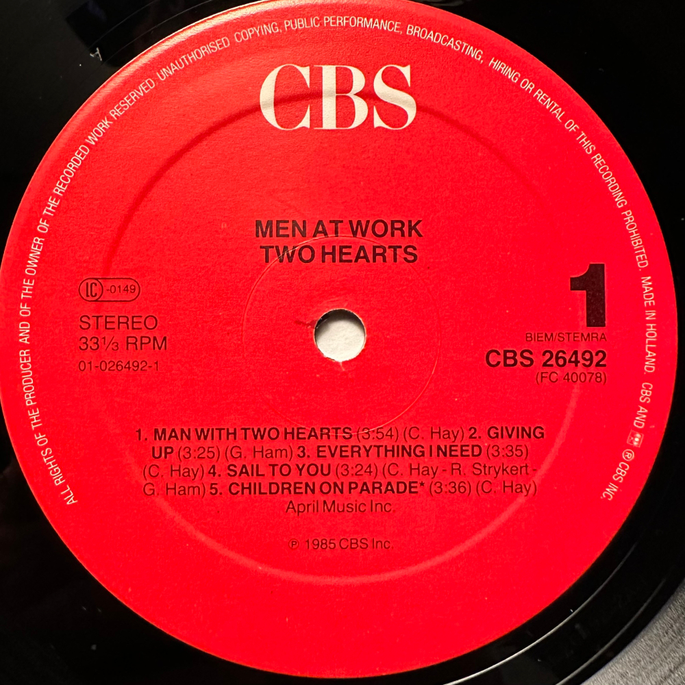 Men At Work - Two Hearts (Голландия 1985г.)