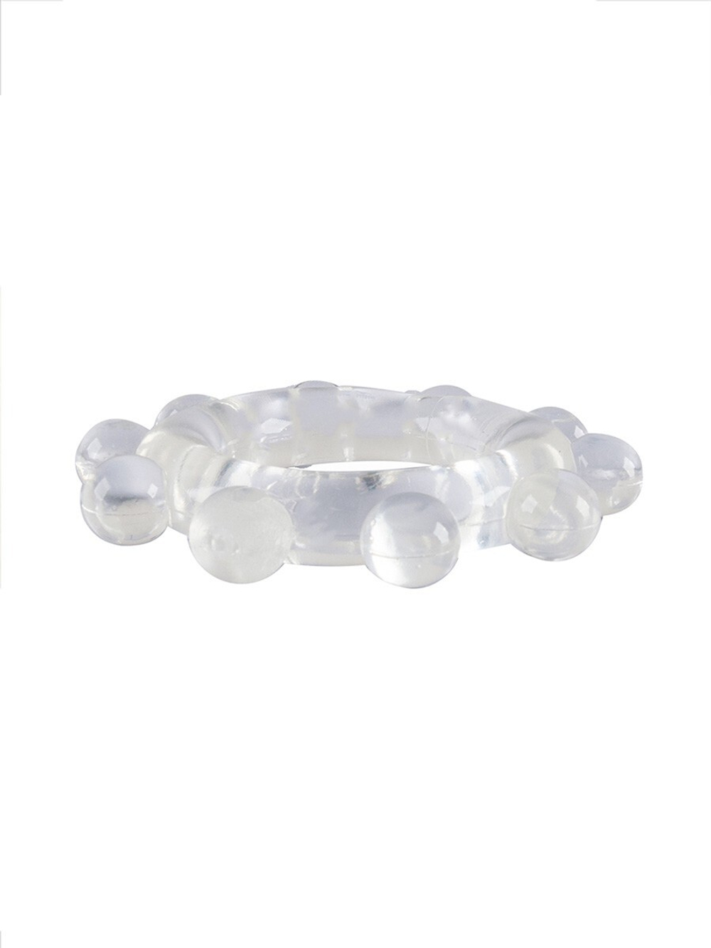 Прозрачное эрекционное кольцо со стимулирующими шариками (Цвет: прозрачный)