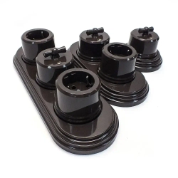 Ретро пластиковая розетка EDISEL Basic коричневая ( 2 шт )