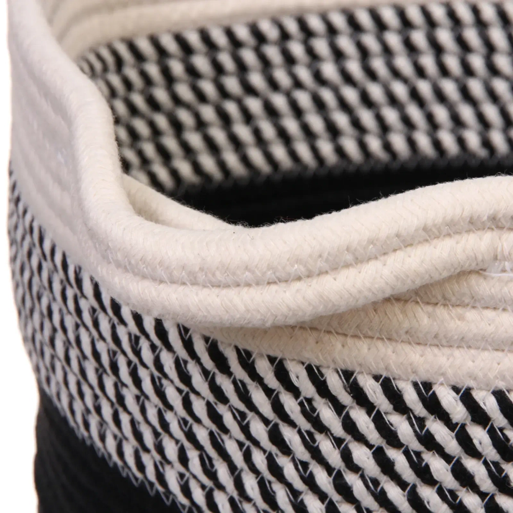 Корзинка плетёная интерьерная с ручками «ТРЕГОРИЯ», цвет чёрный/белый, 30*18см, (лейбл селфи)