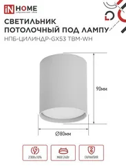 Светильник потолочный НПБ-ЦИЛИНДР-GX53 TBM-WH 80х90мм белый IN HOME