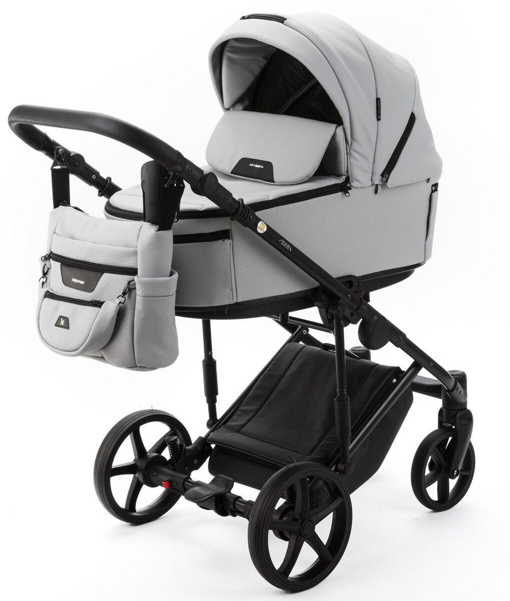Детская коляска Adamex Zico Deluxe New 3 в 1 ZN-SA03 СВЕТЛО-СЕРАЯ КОЖА