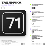 Табличка с номером склада "Склад №71", номер на дверь, 30 х 10 см, серия COSMO, черная, Айдентика Технолоджи