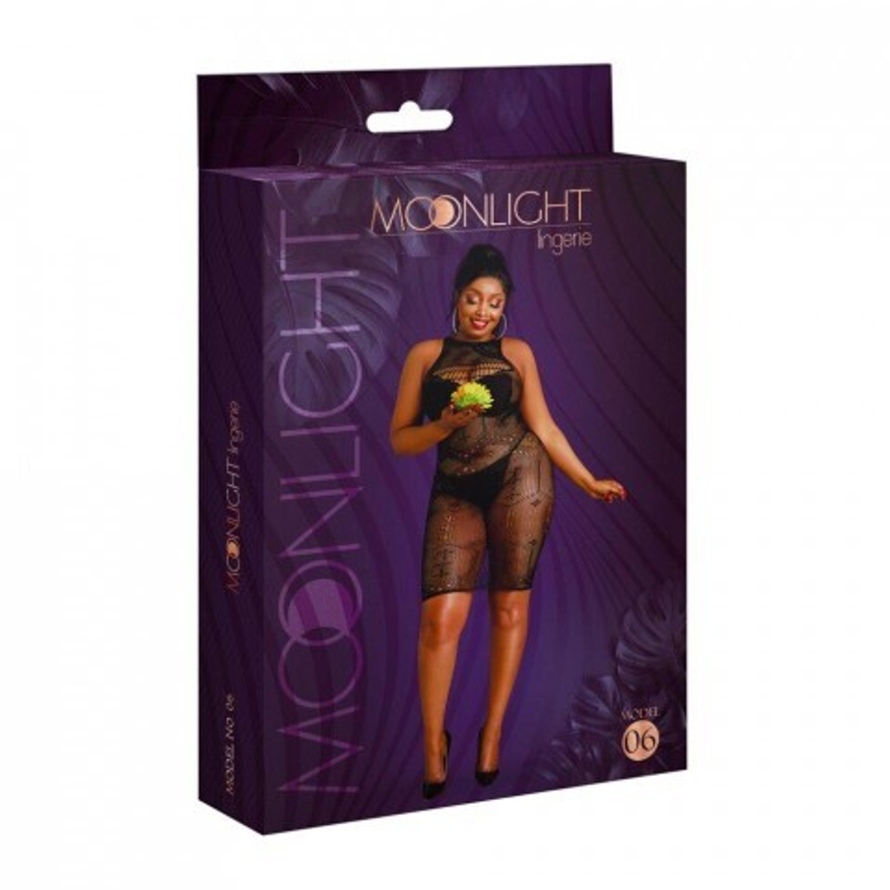 Сексуальное платье-сетка от Moonlight модель № 06 черное (plus size)