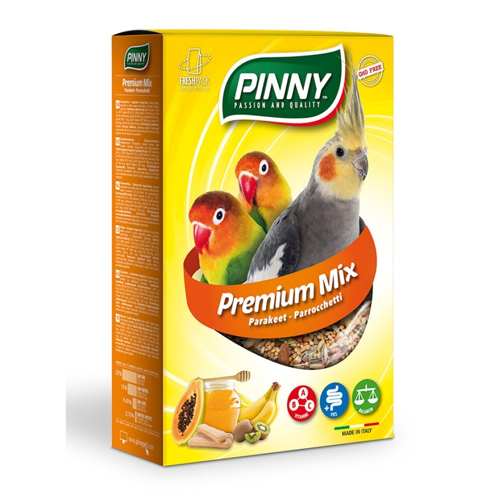 Pinny PM Корм для средних попугаев с фруктами, бисквитом и витаминами 800 г
