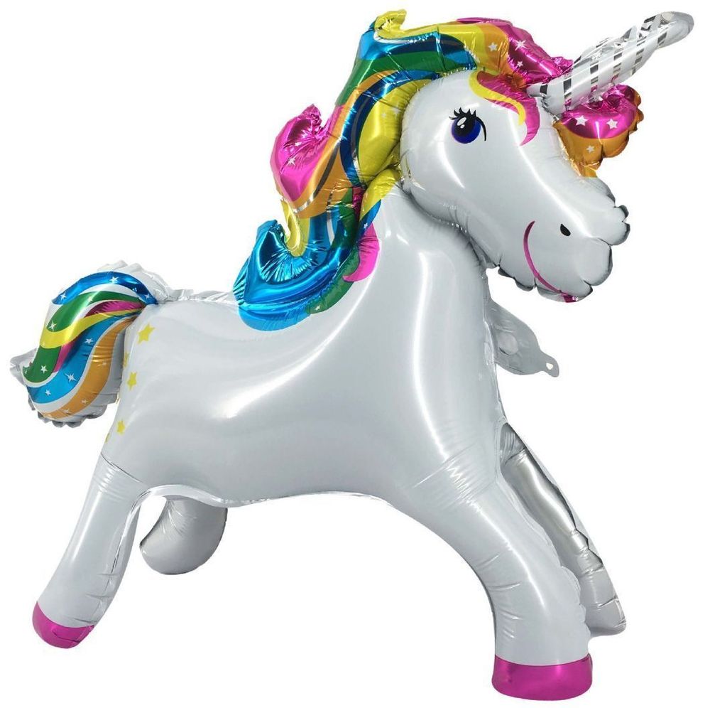 Шар 3D (23"/58 см) Фигура, Единорог Радужный, Белый