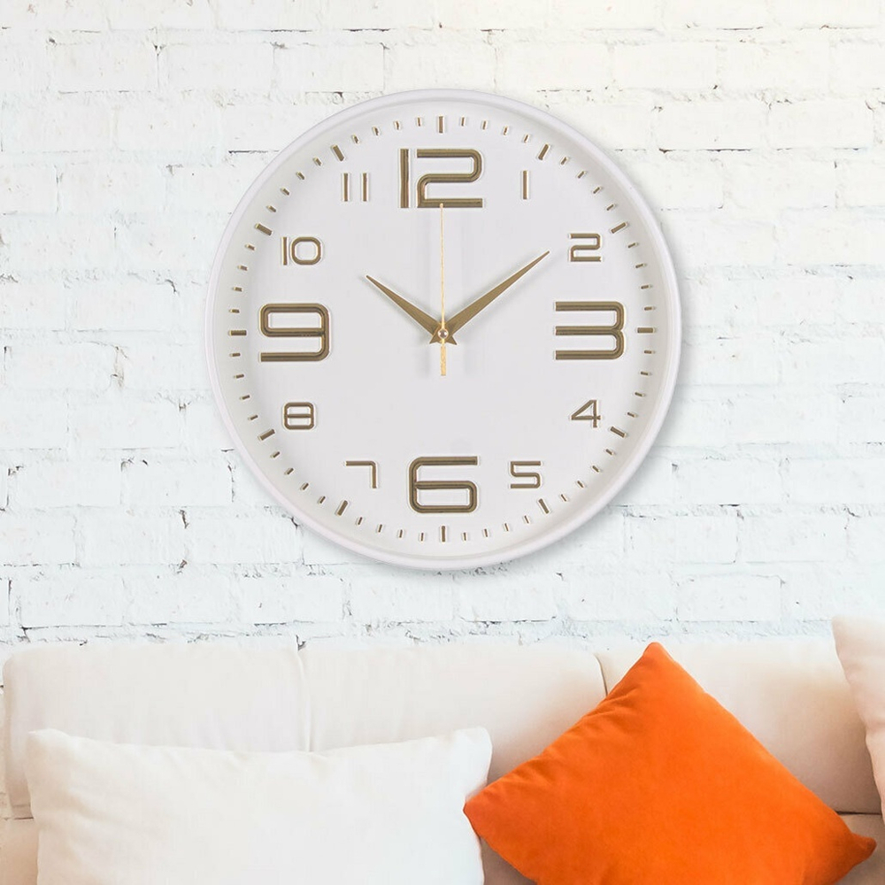 Часы настенные круглые d30см "Классика", корпус белый+золото