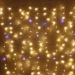 Гирлянда для улицы ЗАНАВЕС «Мерцание» ш2* в1,5 м 320 ламп LED, прозрач.пров,1 реж.,IP-54, Теплый белый, белый мерцает (возможность соединения)