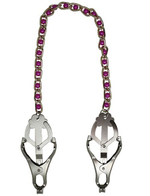 Мощные зажимы для груди с золотистой цепочкой с розовыми бусинками (Цвет: серебряный, золотистый, розовый)