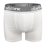 Белые хлопковые трусы-боксеры с контрастной надписью на резинке (Размер: S) (Цвет: белый)