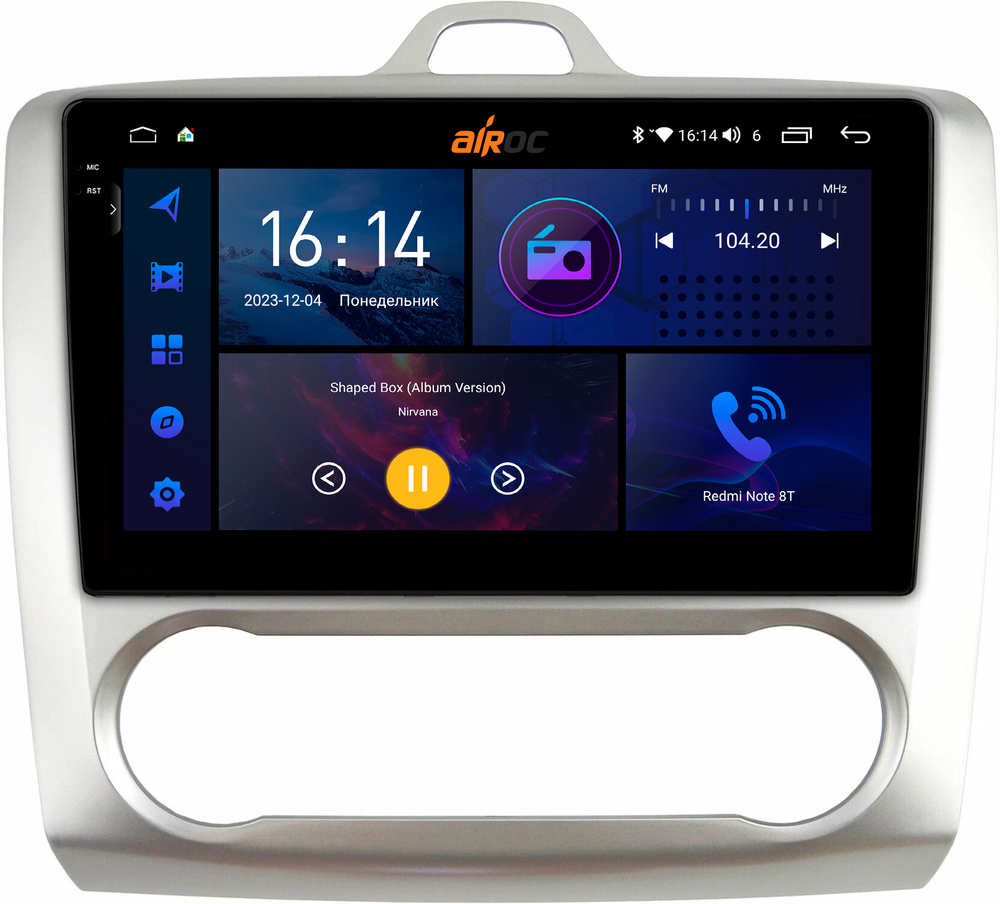 Магнитола для Ford Focus 2 2004-2011 (климат) - AIROC 2K RI-1702A Android 12, QLed+2K, ТОП процессор, 8/128Гб, CarPlay, SIM-слот