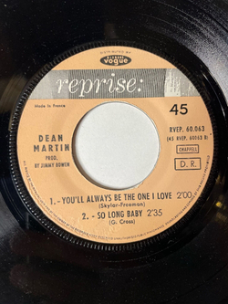 Винтажная виниловая пластинка LP Dean Martin You're Nobody Til Somebody Loves You (France 1965) 7 дюймов