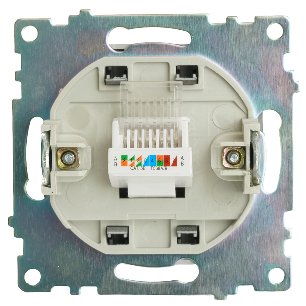 Розетка компьютерная 1-местная RJ-45 (механизм), серия Катрин, графит, GLS00-7107-06 49418