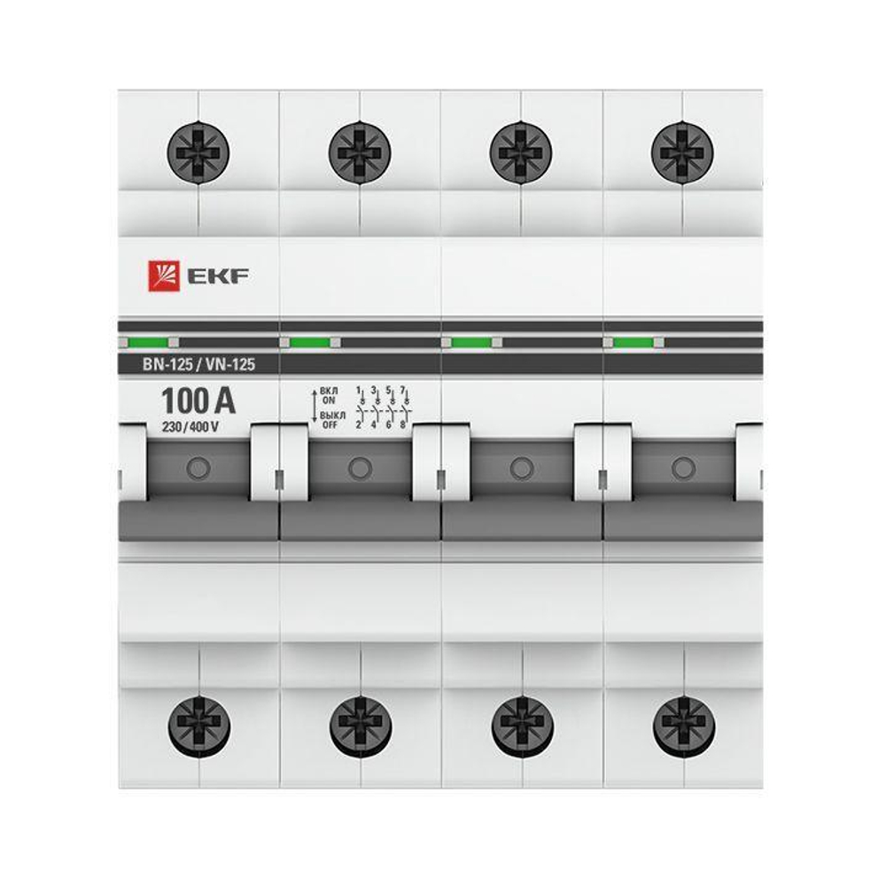 Выключатель нагрузки 4п 100А ВН-125 PROxima EKF SL125-4-100-pro