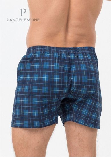 Трусы мужские семейные для больших мужчин Pantelemone PMBB-439, клетка темно-синяя/деним
