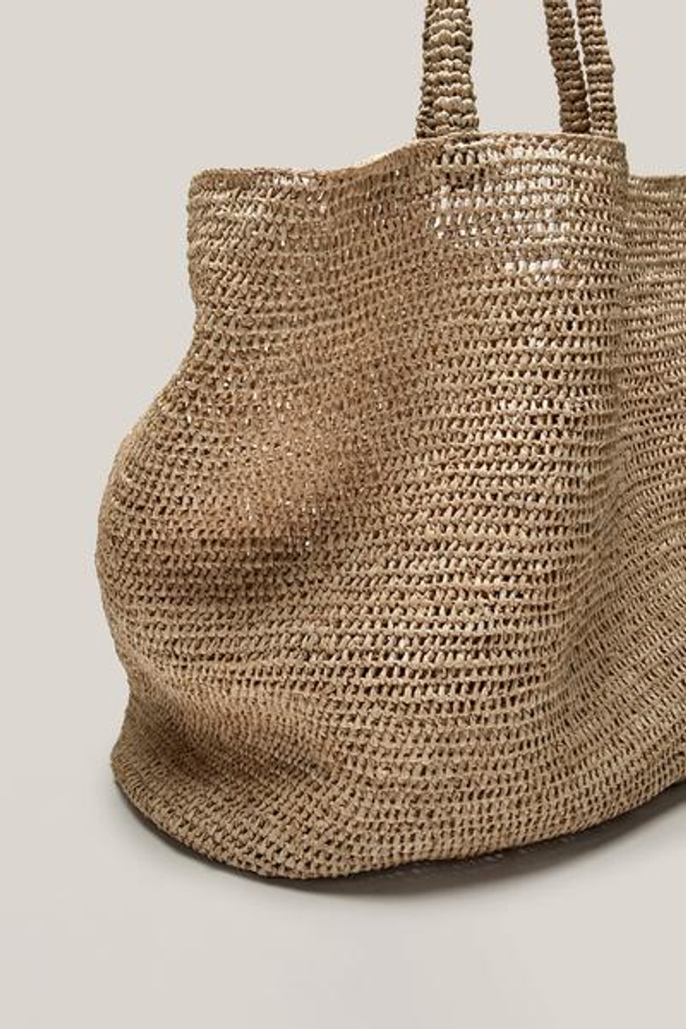 Massimo Dutti Большая сумка-шоппер из 100% рафии - Limited Edition, бежевый
