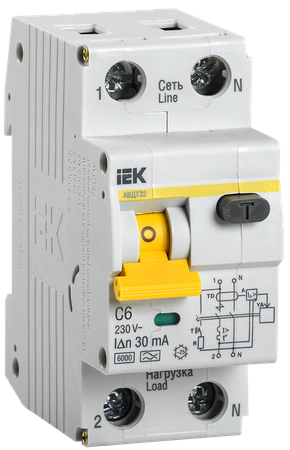 Выключатель автоматический дифференциальный АВДТ-32 1п+N 6А 30мА С(Электронный) (MAD22-5-006-C-30)