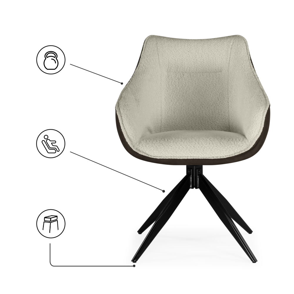 Стул на металлокаркасе Woodville Kansas brown, cream, black, ножки черные