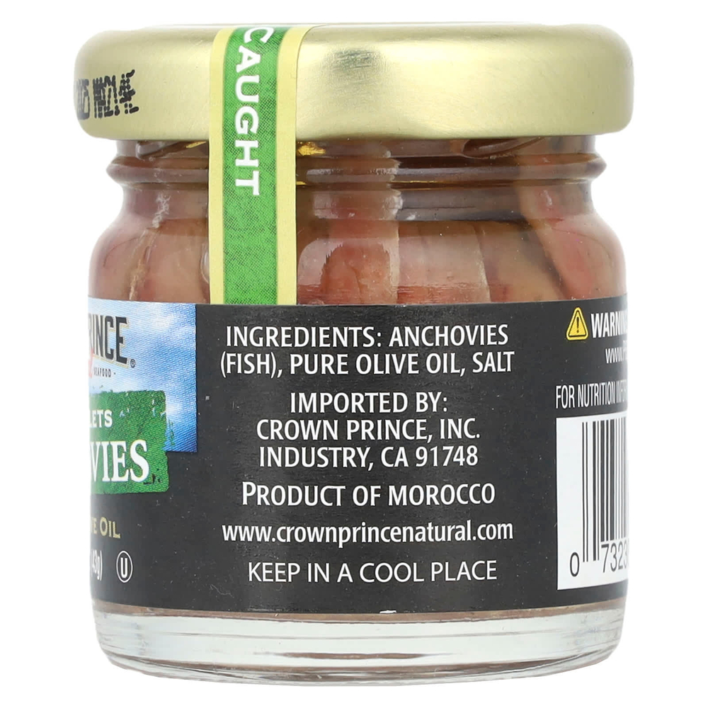 Crown Prince Natural, филе анчоусов, в чистом оливковом масле, 43 г (1,5 унции)