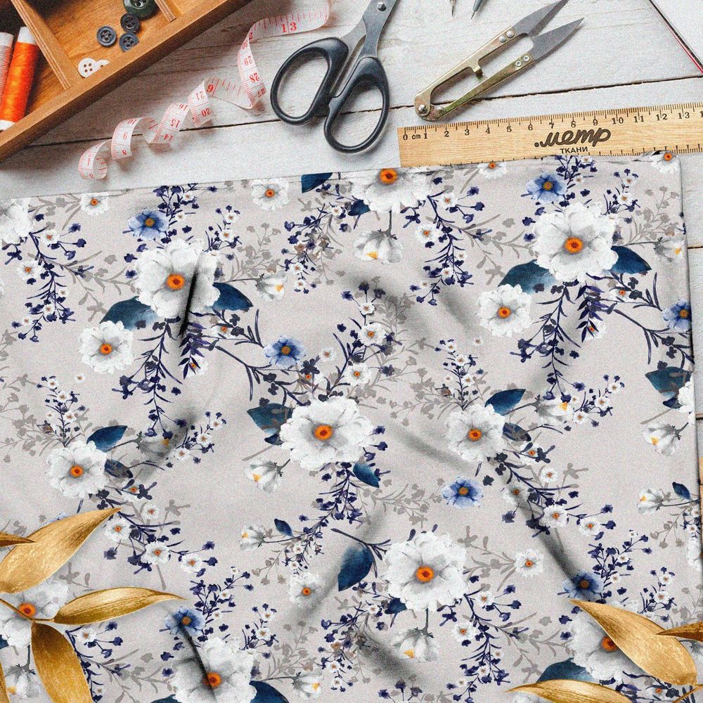 Ткань флис насыщенный акварельный весенний букет
