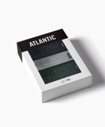 Мужские трусы шорты Atlantic, набор из 3 шт., хлопок, тёмно-синие + серый меланж + зеленые, 3MH-216