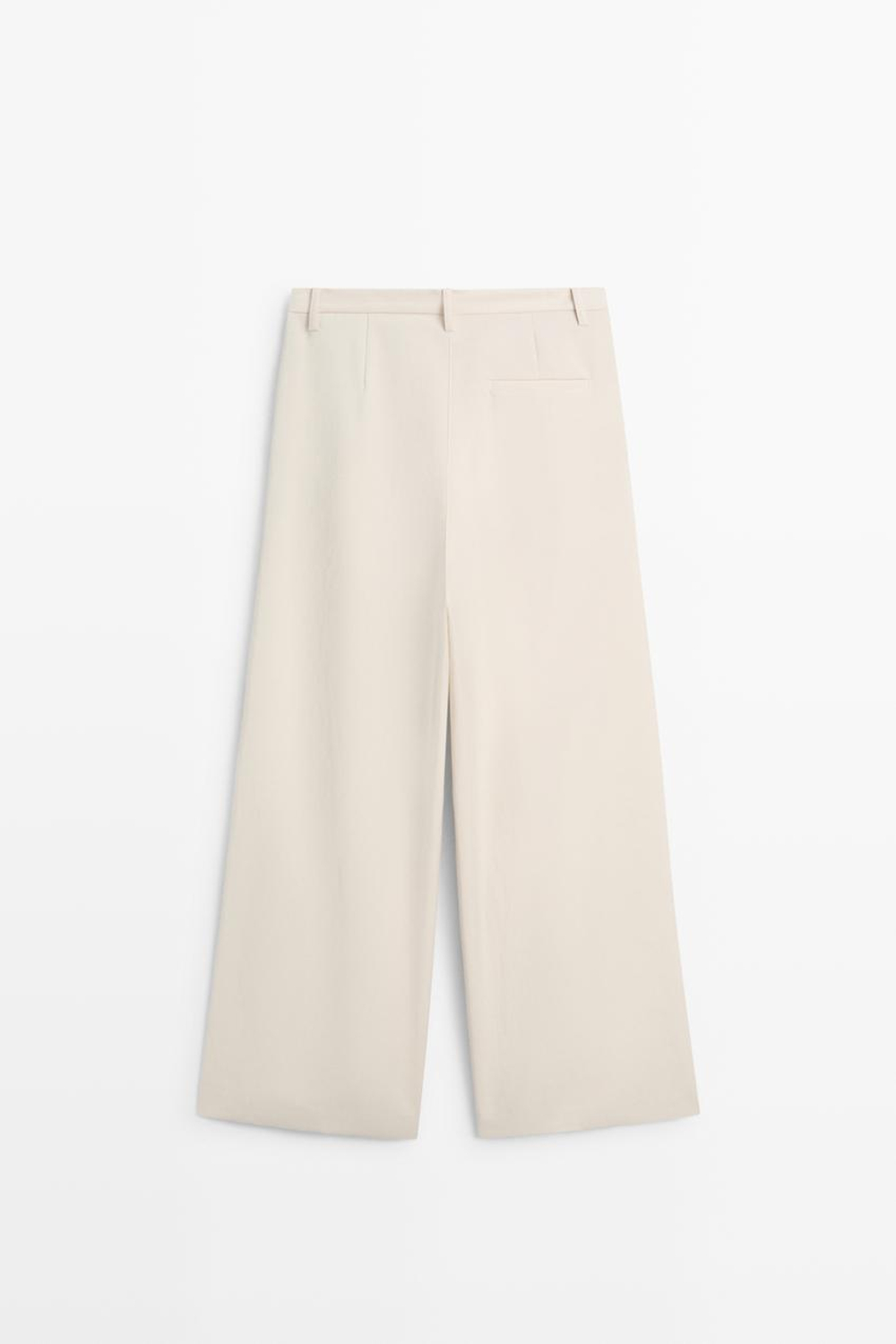 Massimo Dutti Драпированные укороченные широкие брюки, натуральный