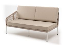 "Канны" правый модуль плетеный из роупа, каркас алюминий белый муар, роуп бежевый круглый, ткань бежевая 15052