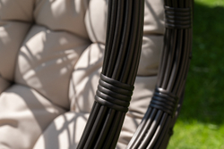 "Венеция" подвесное кресло-кокон из искусственного ротанга, цвет соломенный с бежевой подушкой