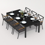 Обеденная группа Ideal Patio КАНА ФЕСТА  каркас карбон, стол стекло 220, ткань антрацит