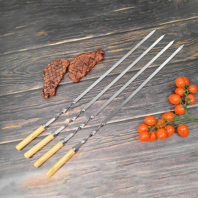 Набор шампуров с деревянными ручками, 4шт длина 60см, ширина 10мм