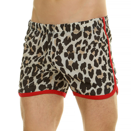 Мужские шорты домашние белые с леопардовым принтом Van Baam VB44781
