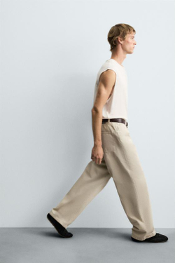 ZARA ДЖИНСЫ BAGGY FIT, ПЕСОЧНЫЙ