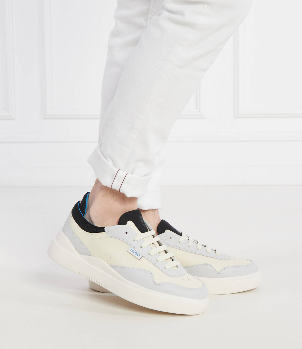 Кожаные кроссовки blake_tenn_tbna HUGO - бежевый(50516931)