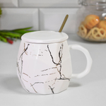 Кружка 420мл с крышкой и ложкой, микс