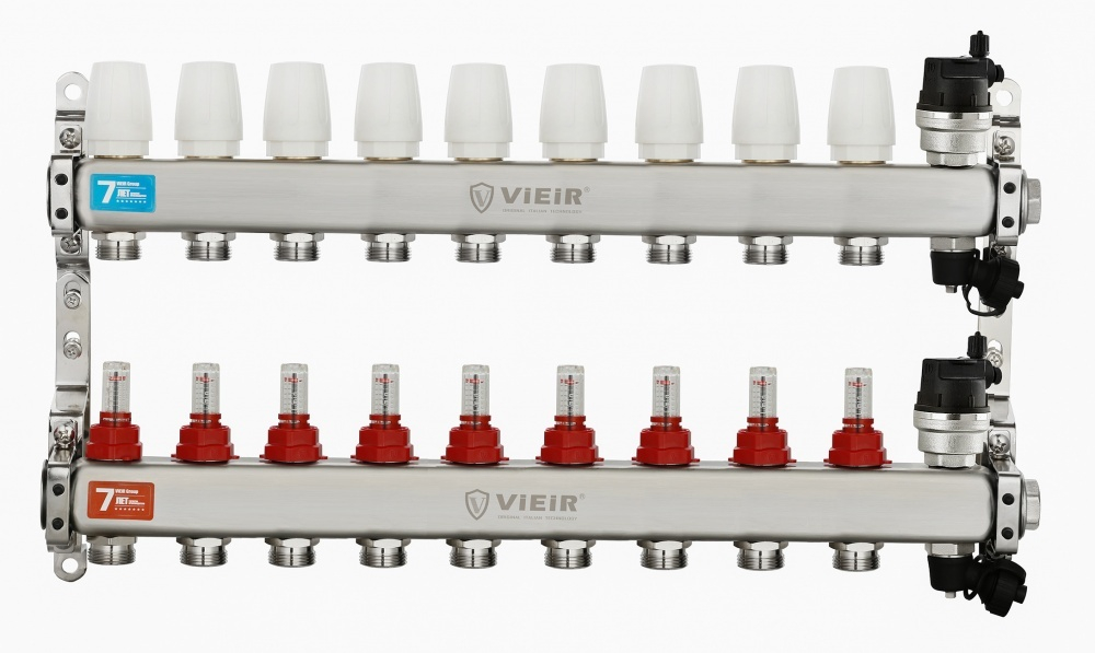 Колл. группа БЕЗ КРАНОВ (НЕРЖ) с расход. и ВСТ. ВОЗД.   9-вых. ViEiR (2/1шт) Т
