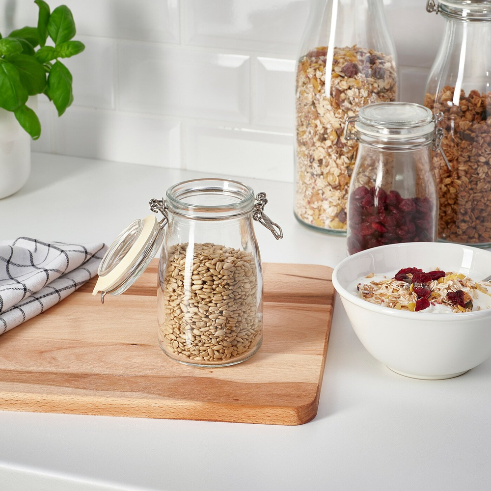 IKEA KORKEN  (ИКЕА КОРКЕН)  -  Банка в форме бутылки с крышкой, прозрачное стекло, 0,4 л