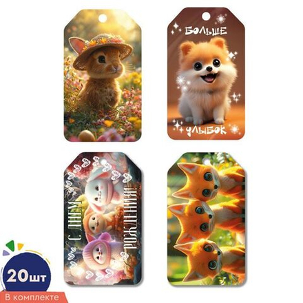 Набор бирок 8*5см "Ассорти" 20шт