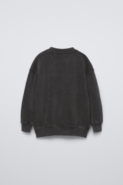 ZARA ТОЛСТОВКА В СТИЛЕ ПРЕППИ С ЭФФЕКТОМ ПОТЕРТОСТИ, АНТРАЦИТОВО-СЕРЫЙ